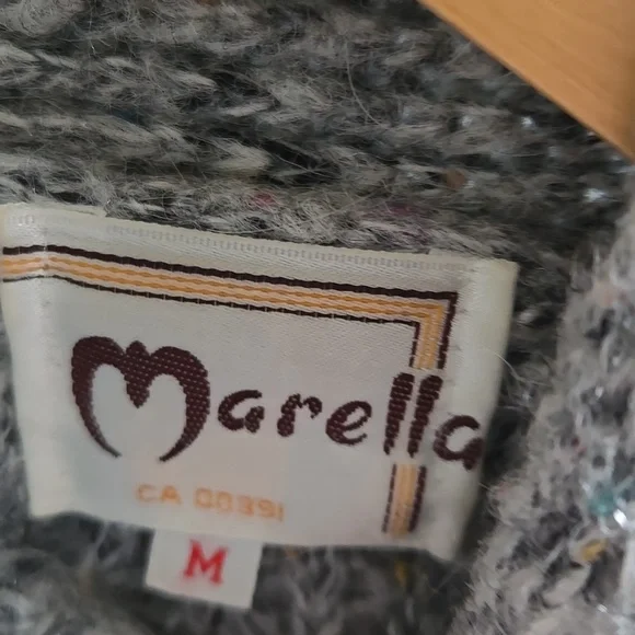 Vintage Marella Grey Knit Popcorn Cardigan Size Medium - Picture 3 of 8